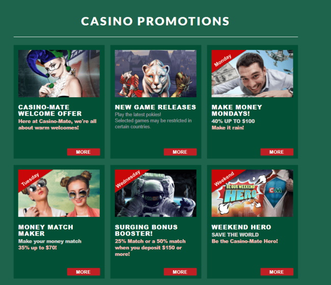 Casino Mate Bonuses