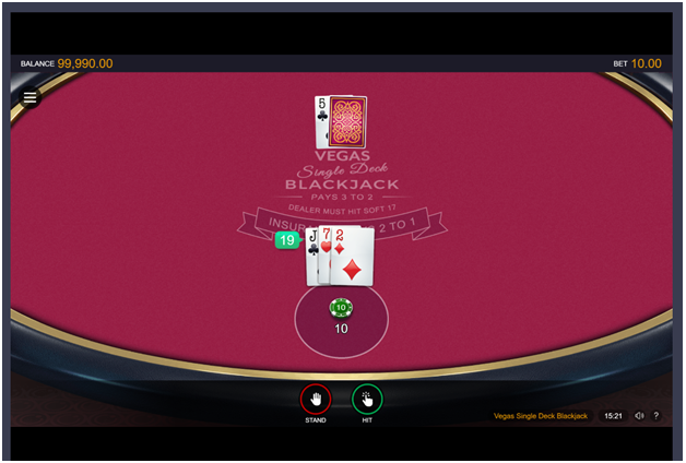  the features of Vegas single deck Blackjack